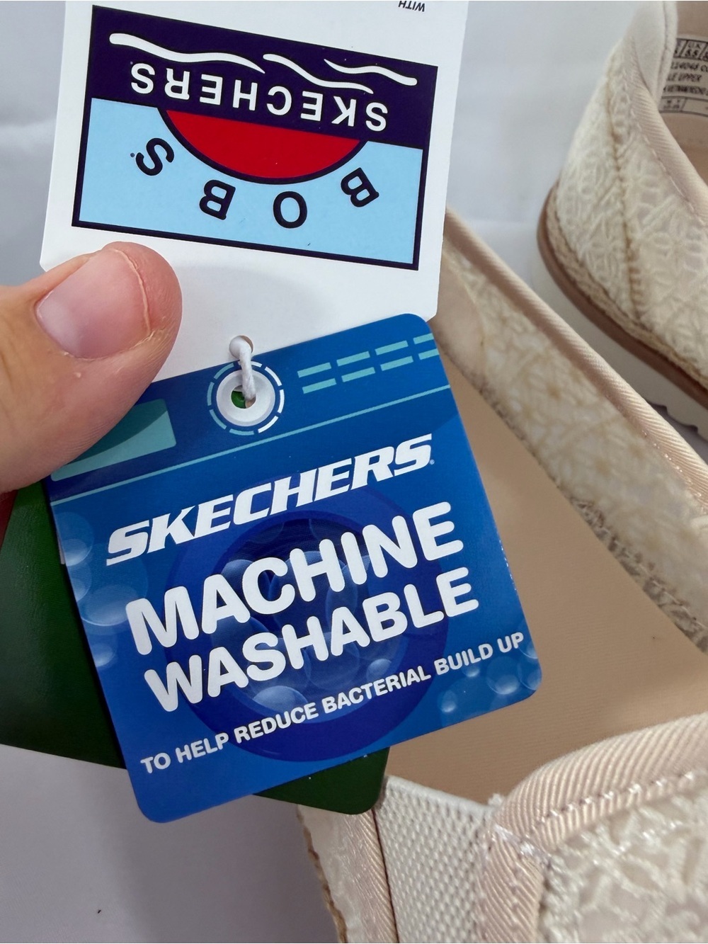 NWT Skechers From Bobs Women’s Size 8.5 Cream Slip-On Loafers with Textured Knit - Picture 3 of 10